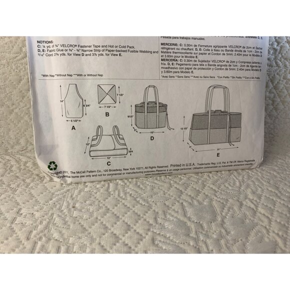 McCall's Misses Picnic Bag Hot Pad Sewing Pattern M6338 - uncut - Picture 4 of 10